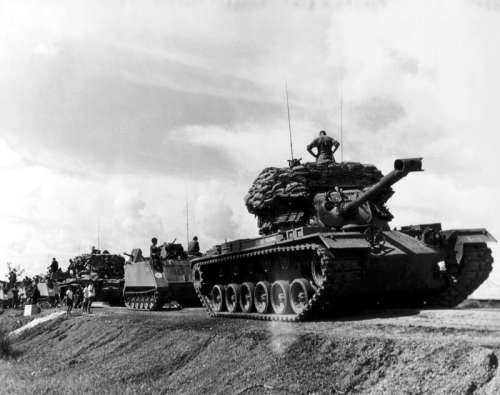 US tank convoy during the Vietnam War free photo