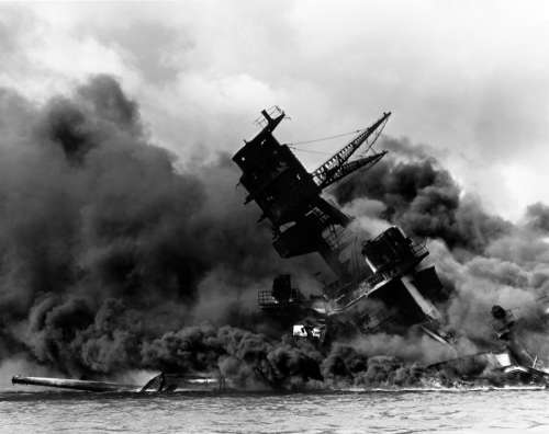 USS Arizona Sunk during the attack on Pearl Harbor, World War II free photo