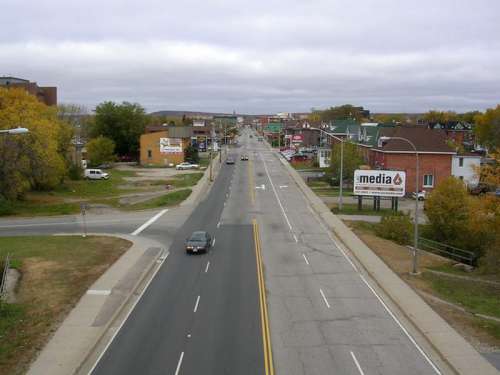 View from overpass near Chippewa Creek in North Bay, Ontario, Canada free photo