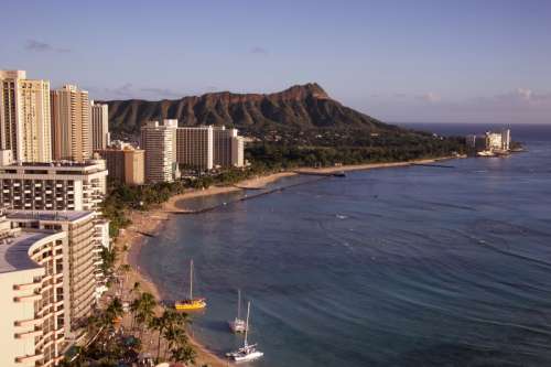View from Waikiki Beach in Honolulu, Hawaii free photo