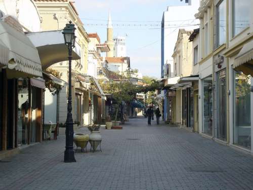 View of a central street in Komotini, Greece free photo