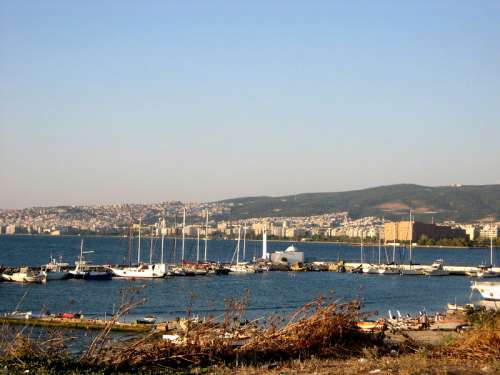 View of downtown Thessaloniki from Karabournaki in Greece free photo