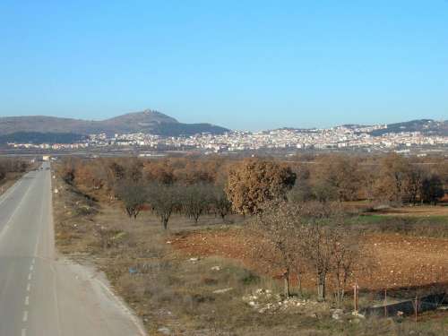 View of Kozani landscape from the south in Greece free photo