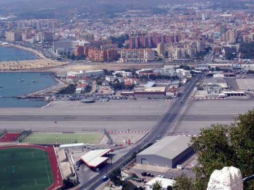 View of La Línea de la Concepción as seen from the Rock of Gibraltar in Spain free photo