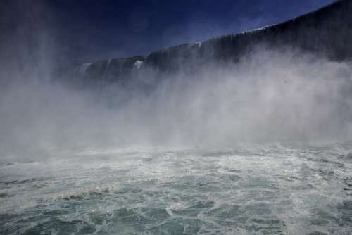 View of Niagara Falls from the bottom of the falls, Ontario, Canada free photo