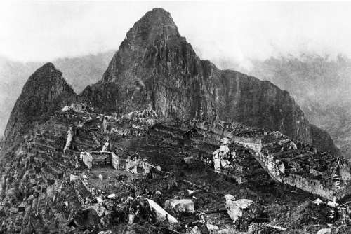 View of the city of Machu Picchu in 1912 in Peru free photo