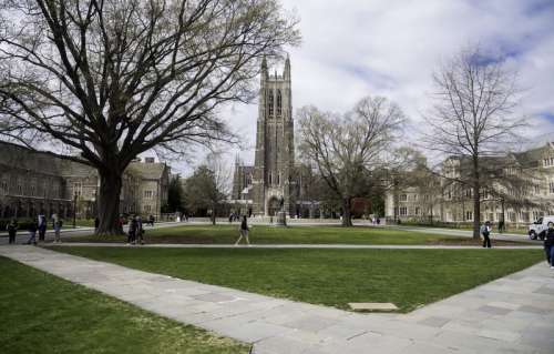 View of the Duke Chapel and the quad in Durham, North Carolina free photo