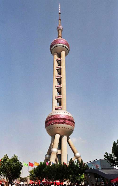 View of the Oriental Pearl Tower in Pudong, Shanghai, China free photo