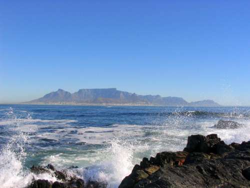 View towards Cape Town from Robben Island in South Africa free photo
