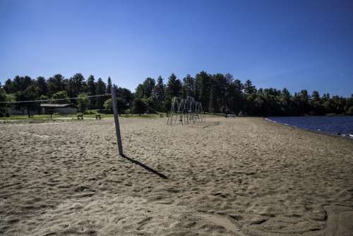 Volleyball Nets and Swings on Beach at Van Riper State Park, Michigan free photo