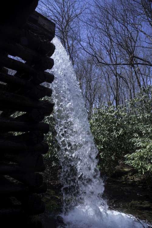 Waterfall generating by a Mingus Mill at Great Smoky Mountains National Park, North Carolina free photo