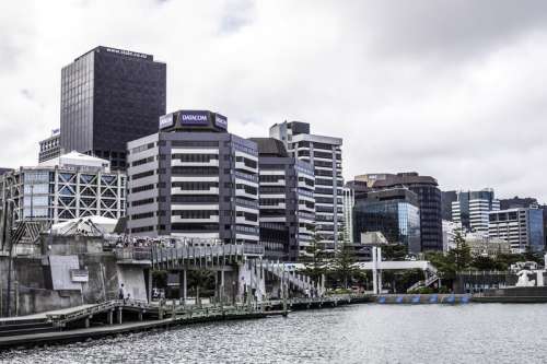 Waterfront cityscape of Wellington, New Zealand free photo