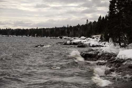 Waves in the winter on the Lake Superior Landscape at Cascade River State Park, Minnesota free photo