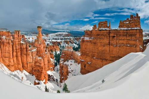 Winter Landscape with Thor's Hammer in Bryce Canyon National Park, Utah free photo