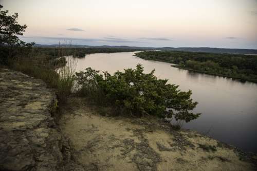 Wisconsin River at Dusk Scenic Shot at Ferry Bluff free photo