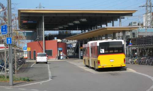 Zollikofen train station with Buses in Switzerland free photo