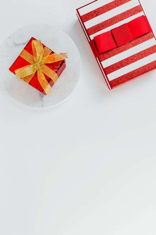 Christmas background with red gifts