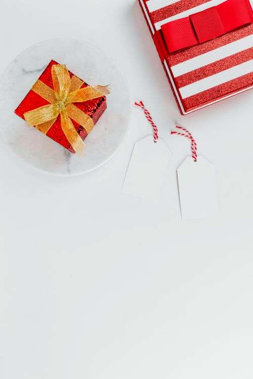 Christmas background with red gifts