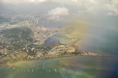 Airplane Aerial view of city colombia free image