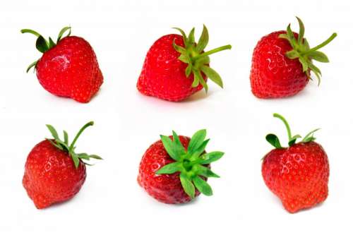 Red Strawberries on White Background