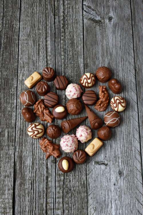 Sweet Chocolate Pralines in Hearth Shape