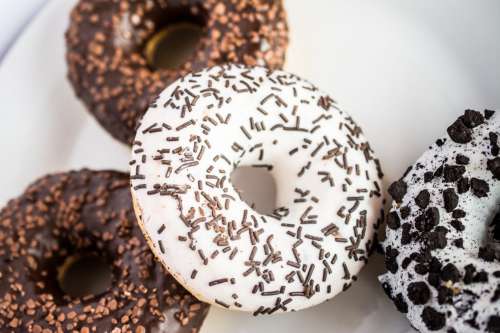 Chocolate donuts close up