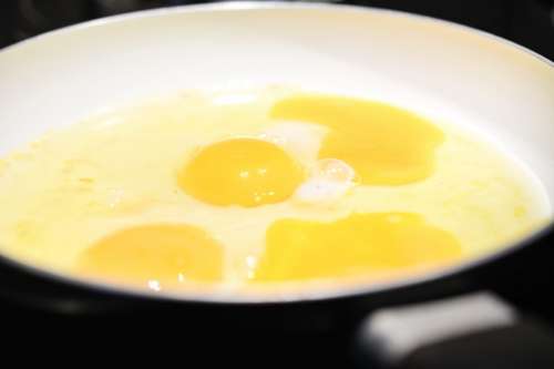 Eggs breakfast on pan