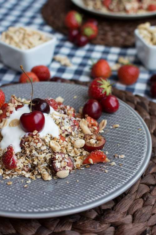 Healthy granola with cherries