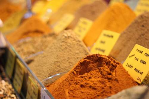 Spicy herbs at market in Turkey