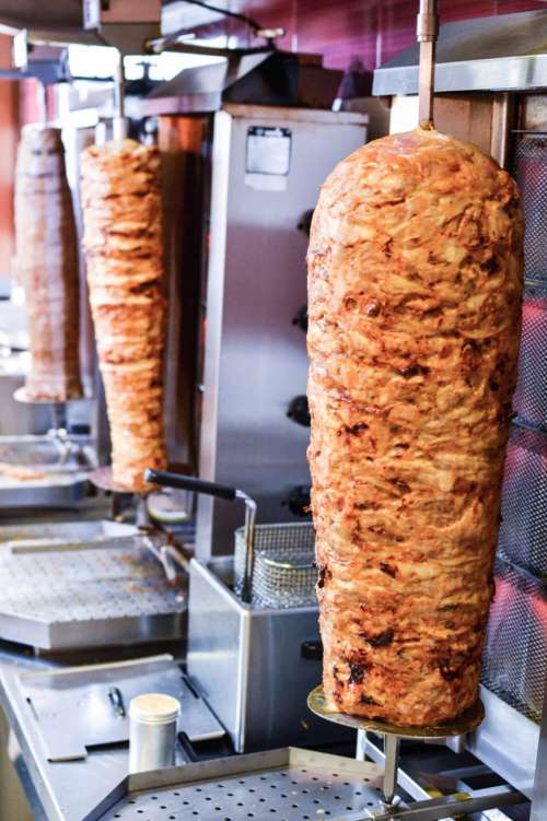 Three kebabs in bistro