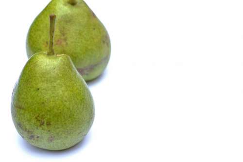 Two pears on white background