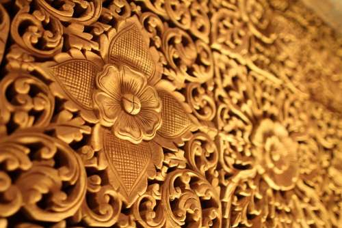 Abstract Gold Floral Antique Art Close-Up Craft