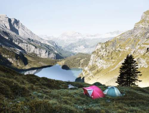 Adventure Camping Cliffs Hike Lake Landscape