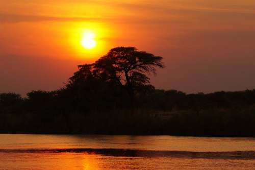 Africa Twilight Botswana Okavango Delta Sunset