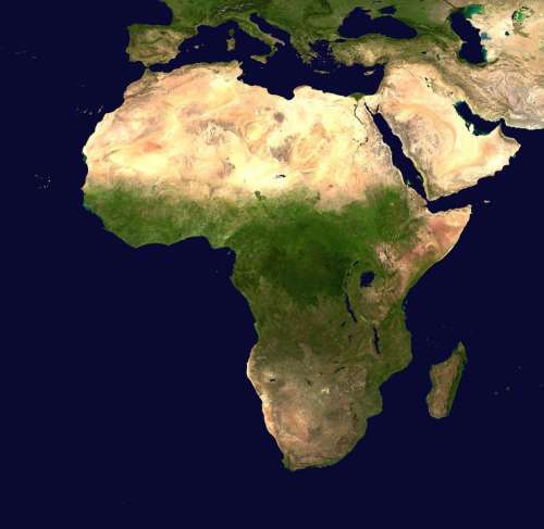Africa Continent Aerial View Geography Map