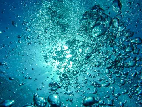Air Bubbles Diving Underwater Blow Sun Sea