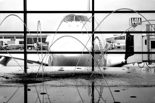 Aircraft Fountain Airport Water Terminal Window