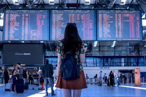 Airport Transport Woman Girl Tourist Travel