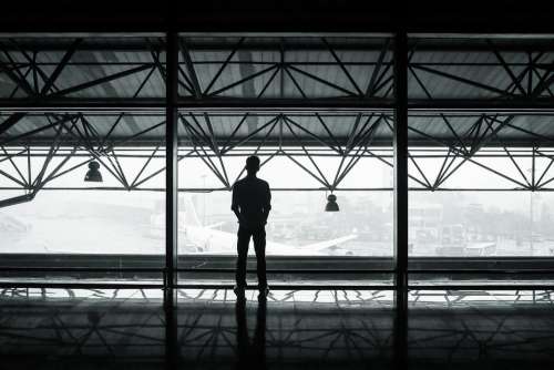 Airport Passenger Waiting Man Standing