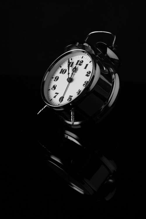 Alarm Clock Black And White Reflection Clock Dial