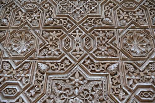 Alhambra Granada Spain Wall Motive Moors Mudejar