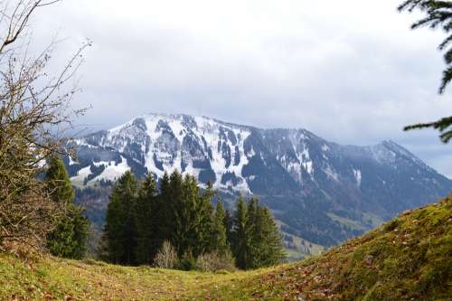 Allgäu Mountains Greened Snow