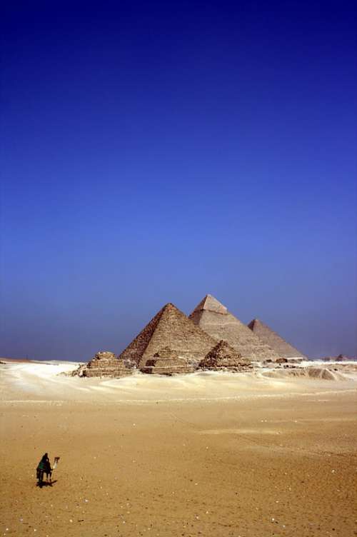 Alone Camel Desert Egypt Person Pyramids Sand