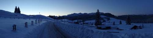 Alpine Alm Winter Wintry Bavaria Panorama