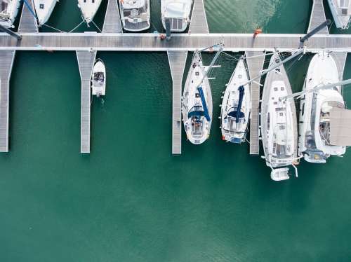 Anchored Yachts Dock Marina Luxury Outdoors