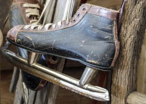 Ancient Old Antique Ice Hockey Shoe Skater Sport