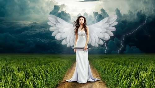 Angel Nature Clouds Cloudiness Grass Way Landscape