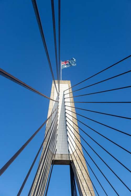 Anzac Bridge Sydney Flag Australia Architecture