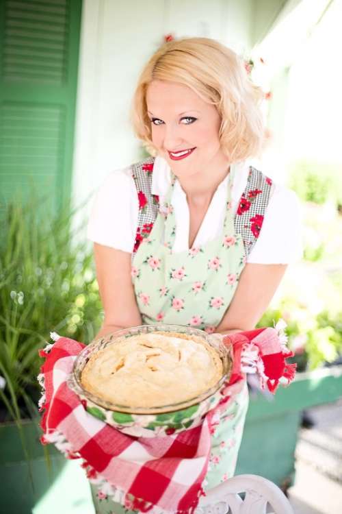 Apple Pie Woman Holding Pie Fall Autumn Dessert