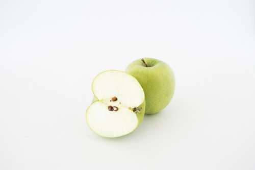 Apples Sliced Isolated Green Food Healthy White